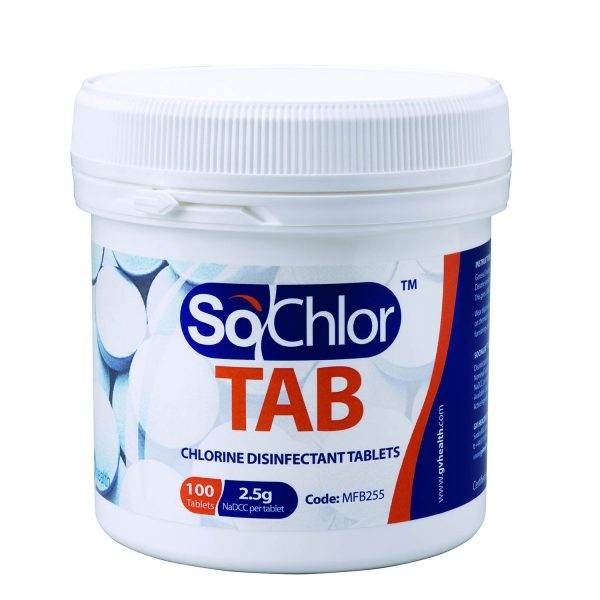 SoChlor TAB Chlorine Disinfectant Tablets 2.5g NaDCC - 100 Tablets