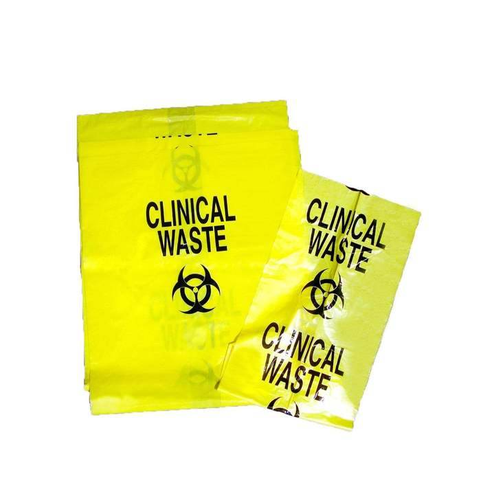 25 x Strong Clinical Waste Biohazard Bio Hazard Yellow Bags 203mm x 354mm